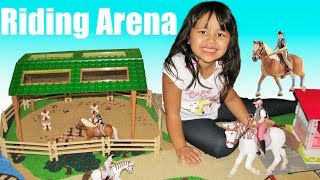 Schleich Riding Arena and Farm Life Playmat Horse Rider and Horses Esquerian [upl. by Buchanan]