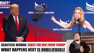 Beautiful woman GRABS the mic from Trump what happens next is unbelievable [upl. by Meier]