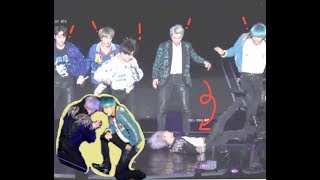 Sudden Change in DNA Dance Jimin falls amp Jin takes his shoes off [upl. by Aryek252]