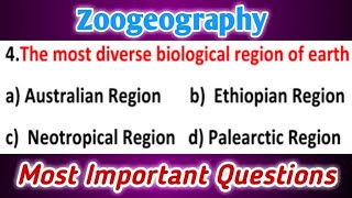 Zoogeography MCQs 1  Most Important Questions [upl. by Tuckie]