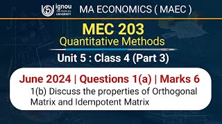 MEC 203 Quantitative Methods Previous Year Question Solution  June 2024 Question 1b  Marks 6 [upl. by Theona961]