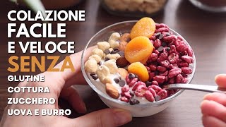 Colazione FACILE e VELOCE SENZA COTTURA SENZA GLUTINE SENZA ZUCCHERO E UOVA yogurt frutta e cereali [upl. by Einnahpets]