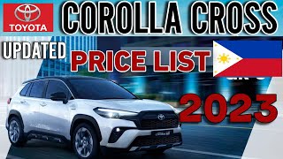 TOYOTA COROLLA CROSS 2023 UPDATED PRICE LIST amp SPECS PHILIPPINES [upl. by Jocko]