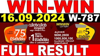 KERALA LOTTERY WINWIN W787  LIVE LOTTERY RESULT TODAY 16092024  KERALA LOTTERY LIVE RESULT [upl. by Kieffer949]