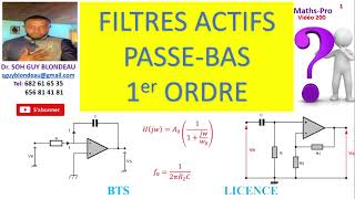 Filtre actif passebas 1er ordre  diagramme de Bode fréquence de coupure cours exercice corrigé [upl. by Earla]