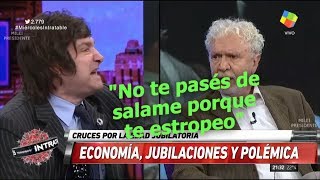 Milei casi a las piñas con un desubicadoquotVení a partirme la nariz viejo acabadoquotIntratabl250418 [upl. by Anoli506]