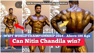 NITIN CHANDILA Above 100kg at WBPF IBBF world bodybuilding championship 2024 LIVE from Maldives [upl. by Enywad721]