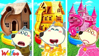 Wolfoo One Color House Challenge  Rich vs Broke vs Giga Rich  Wolfoo Family [upl. by Eugenia638]