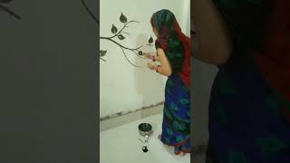 Wall painting design  flower painting  tree paintingartshortsviral [upl. by Hana533]