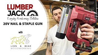 Lumberjack 20V Cordless Nailer Stapler First Impressions  Use with Lion amp Bear Woodworking [upl. by Atelahs]