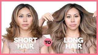 Blending hair extensions on short hair  HAIR TRANSFORMATION ON SHORT amp THICK HAIR hairextensions [upl. by Harbour]