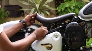 Rajputana Custom Seat Installation  Royal Enfield [upl. by Lemmor]