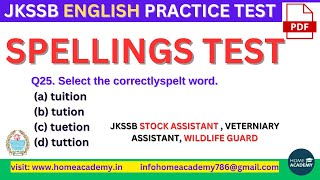 JKSSB stockassistant most important MCQ Spelling test homeacademy jkssb [upl. by Redna350]