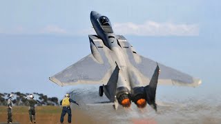 Ukrainian F15 pilot Emergency Takeoff at Starokostiantyniv Air Base [upl. by Leugimsiul]