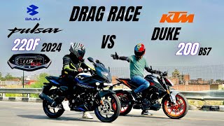 bajaj pulsar 220F vs ktm Duke 200  drag race  shocking results 😱 [upl. by Gally978]