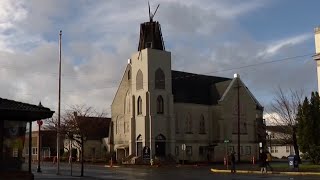 Lightning strikes destroys church steeple in US [upl. by Mersey]