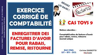 Exercice corrigé de comptabilité  avoir pour rabais remise ristourne  CAS TOYS 9  BTSDCGBUT GEA [upl. by Michey]