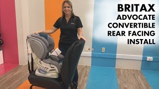 Britax Advocate Clicktight Convertible Car Seat  Rearfacing Install Review [upl. by Aliuqehs]