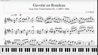 Bach Gavotte en Rondeau from Solo Violin Partita BWV 1006  sheet music [upl. by Varian]