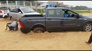 SsangYong Actyon sport stuck on sand [upl. by Akeim]