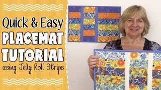 Quick amp Easy Strip Placemat Tutorial using Jelly Roll Strips [upl. by Darci290]