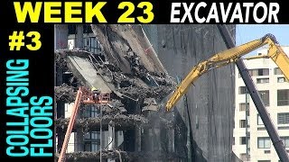 High reach demolition excavator collapsing highrise upper floors compilation Week 23 set 3 [upl. by Ellenehc]