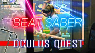 BEAT SABER on EXPERT using the OCULUS QUEST [upl. by Amolap454]