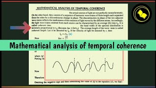 Mathematical analysis of temporal coherence [upl. by Babita]