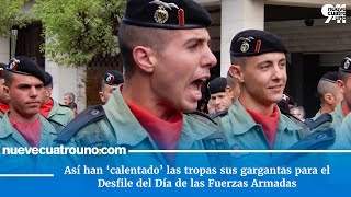 Calentamiento de las tropas para el desfile del Día de las Fuerzas Armadas 2018 en Logroño [upl. by Evilc]