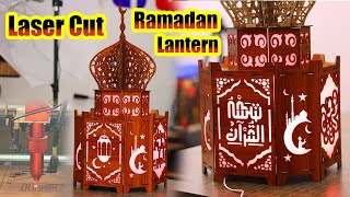 How to make Laser Cut Wooden Ramadan Lantern DIY Ramadan Kareem Lamp Table LED Lamp Design [upl. by Aylatan]