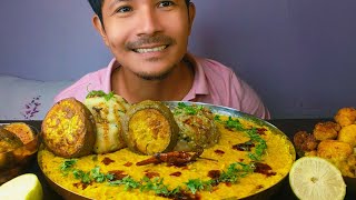 Eating Tasty Veg Masala khichdi  Baingan bharta  Aloo bharta  Gobhi 65 fry  Baingan fry [upl. by Cavill]