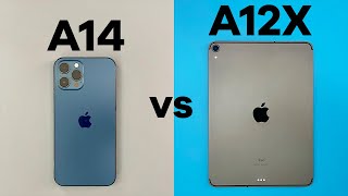 Apple A14 vs A12X Bionic Speed Test  iPhone 12 Pro Max vs iPad Pro 2018 [upl. by Akelahs]