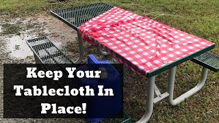 CAMP HACK Keep Your Picnic Table Cloth In Place [upl. by Epillihp]