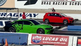 Golf R Drag Race Compilation  vs Hellcat M5 392 Mustang Camaro [upl. by Marian]