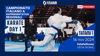 Karate  Campionato Italiano Rappresentative Regionali 2024  Day1 Tatami1 [upl. by Critta]