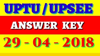 UPTU  UPSEE ANSWER KEY 29  04  2018 जरूर देखें  by suraj [upl. by Aicert]