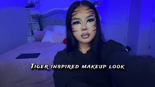 Tiger Inspo makeup for a Halloween party 🎃🐅🤍✨ [upl. by Anwahsal]