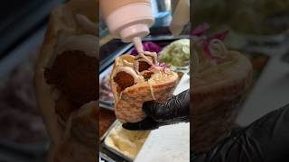 The beautiful sounds of the FALAFEL PITA SANDWICH being made at Duzan in Queens NYC DEVOURPOWER [upl. by Rabiah]