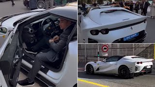 Charles Leclerc driving his custom Ferrari 812 Competizione in Monaco [upl. by Liatris63]