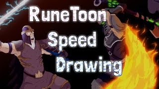 Runescape RunEToon Speed Drawing Dharoks vs Statius Warrior [upl. by Sissy]