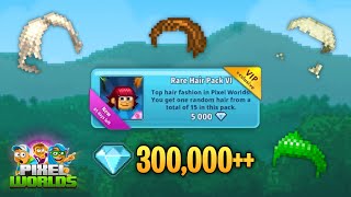 OPENING RARE HAIR PACK 6 WITH OVER 300K GEMS  Pixel Worlds [upl. by Haimorej18]