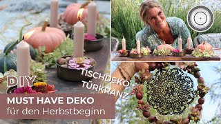 DIY  MUST HAVE TÜRKRANZ nicht binden sondern FÄDELN  GENIAL 👌 und HERBSTTISCHDEKO [upl. by Rebm]