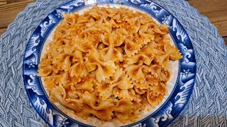 Pasta Farfalle With Tomato Sauce and Garlic Youll Love It [upl. by Anawt]