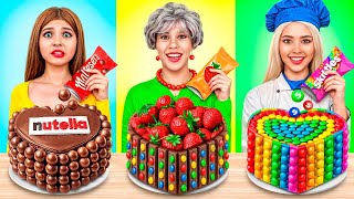 Me vs Grandma Cooking Challenge Cake Decorating Challenge Sweet Tricks by YUMMY JELLY [upl. by Edaw]