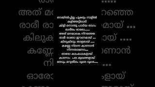 Veyilchilla pookkum naalil song lyrics Malayalam 🤍shortfeed shorts lyricalversion trendingshort [upl. by Delanty594]