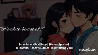 ASMR  Girl Friend comforts you after having a bad day cuddles kisses praise F4m rain [upl. by Weyermann981]