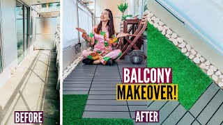 DIY CONDO BALCONY MAKEOVER How we transformed our tiny patio on a budget  Nat and Max [upl. by Akitnahs]