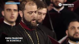 The psaltic group TRoNoS sings for Pope Francis in Romania [upl. by Yevoc346]