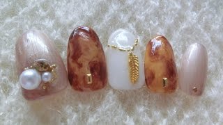 【AutumanFall Nail Art Designs】How to make Tortoiseshell Nail Art [upl. by Ryley]