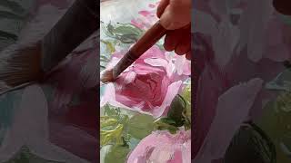 Painting roses almost the last art commission for the year floralart floralpainting floralartist [upl. by Sewellyn491]